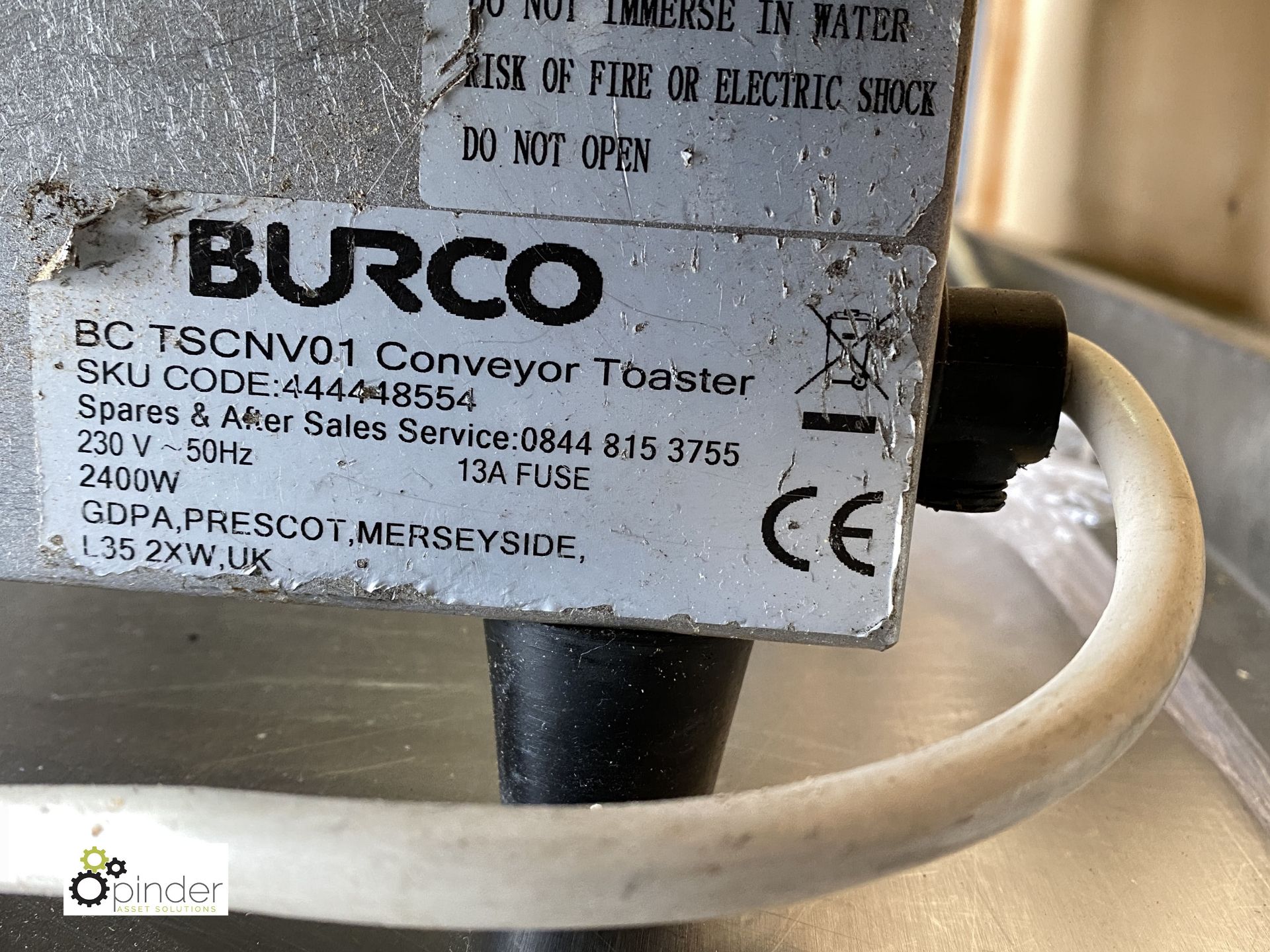 Burco BC TSCBV01 stainless steel Conveyor Toaster, 240volts (LOCATION: Stanningley, Leeds) - Image 4 of 4