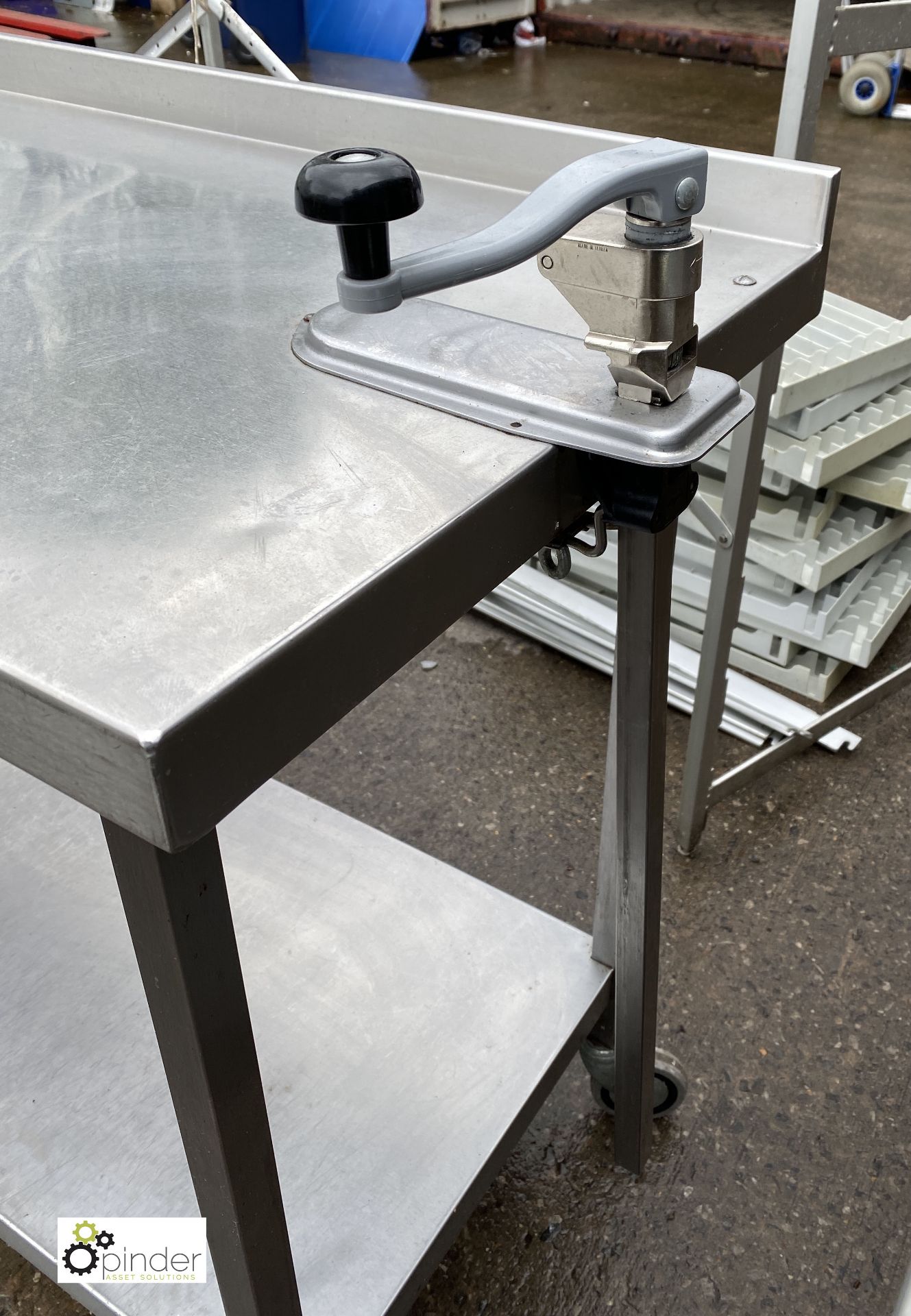 Stainless steel mobile Preparation Table, 1500mm x 600mm x 910mm, with undershelf, rear lip and - Image 3 of 3