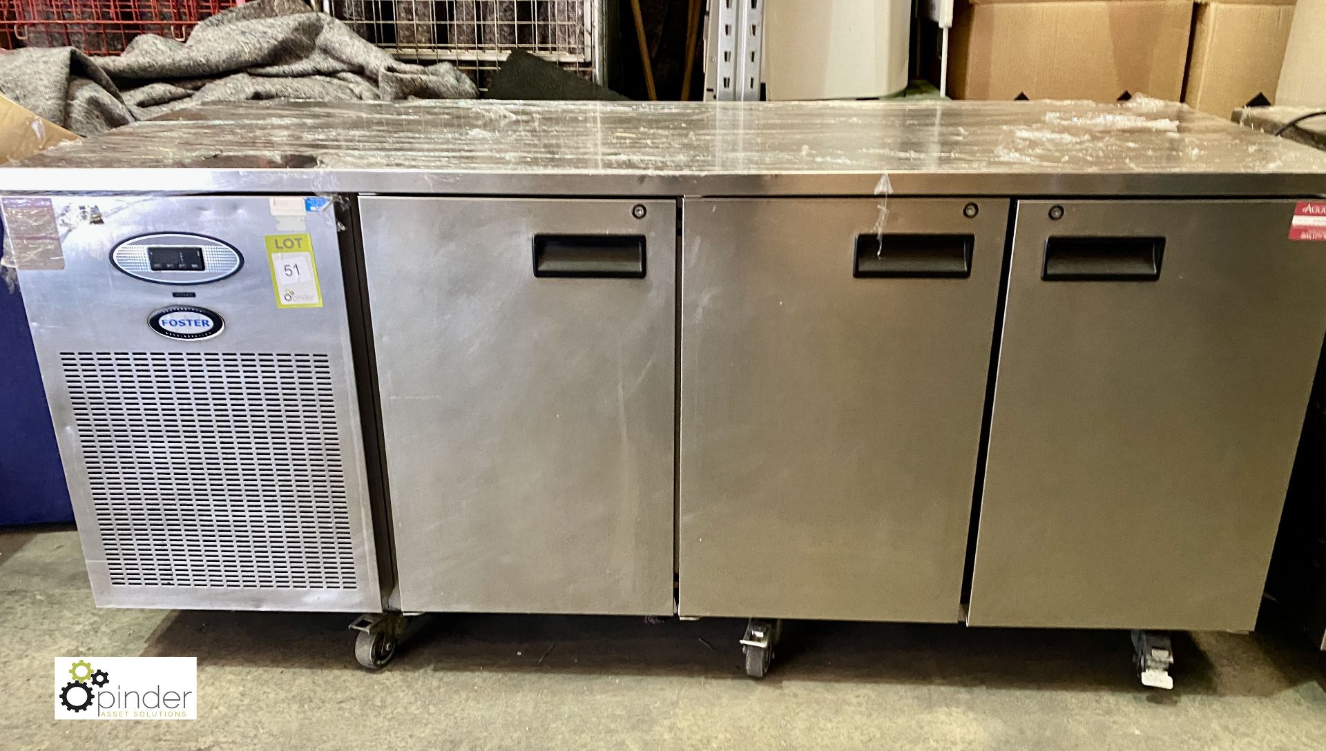 Foster PRO 1/3H-A stainless steel mobile 3-door Refrigerated Counter, 1860mm x 700mm x 860mm high, - Image 3 of 6