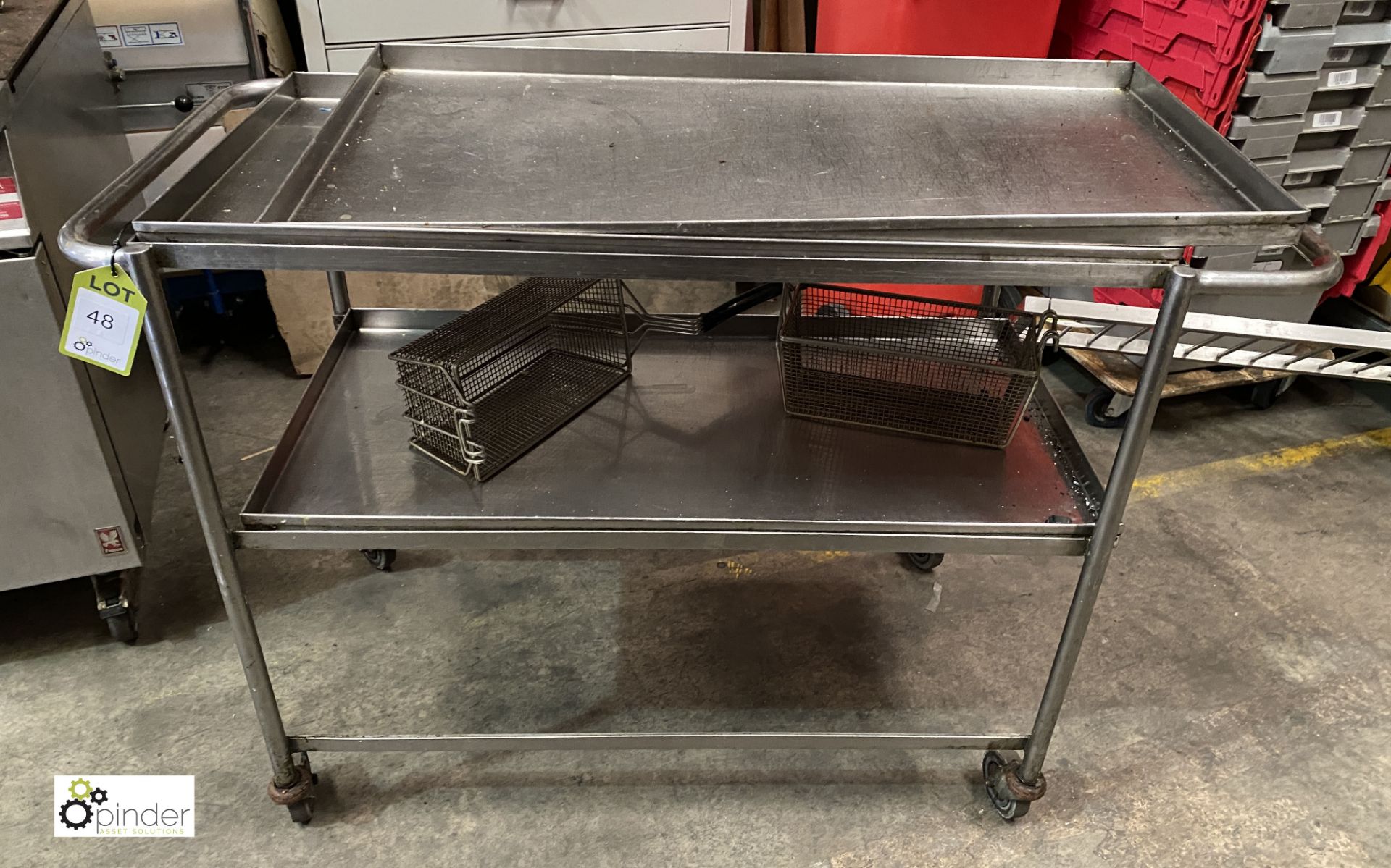 Stainless steel tubular framed 3-tier Trolley, 1010mm x 510mm x 880mm high (LOCATION: Stanningley,