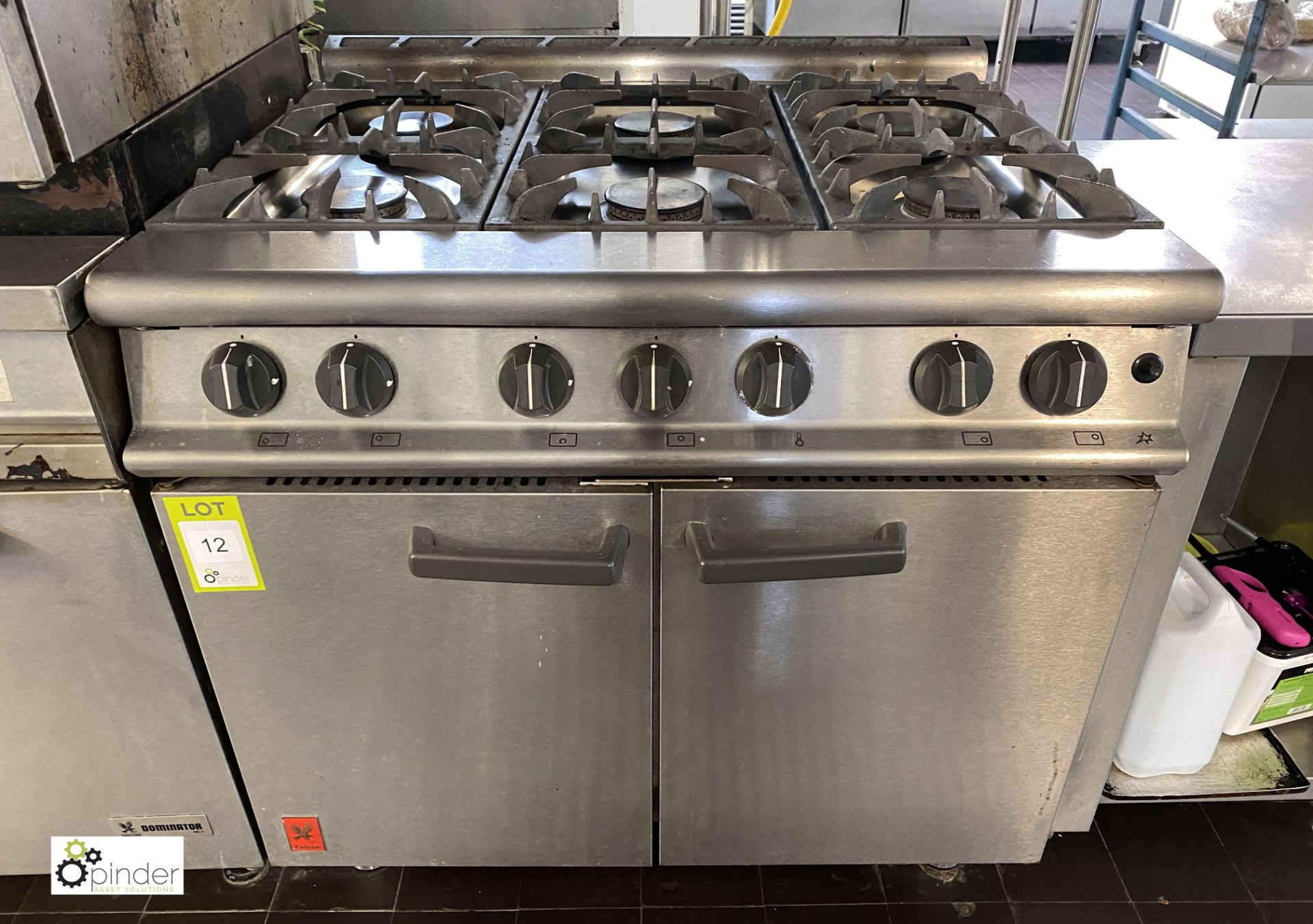 Falcon stainless steel 6-ring double Oven, gas fired, 900mm wide x 830mm deep x 850mm high (in