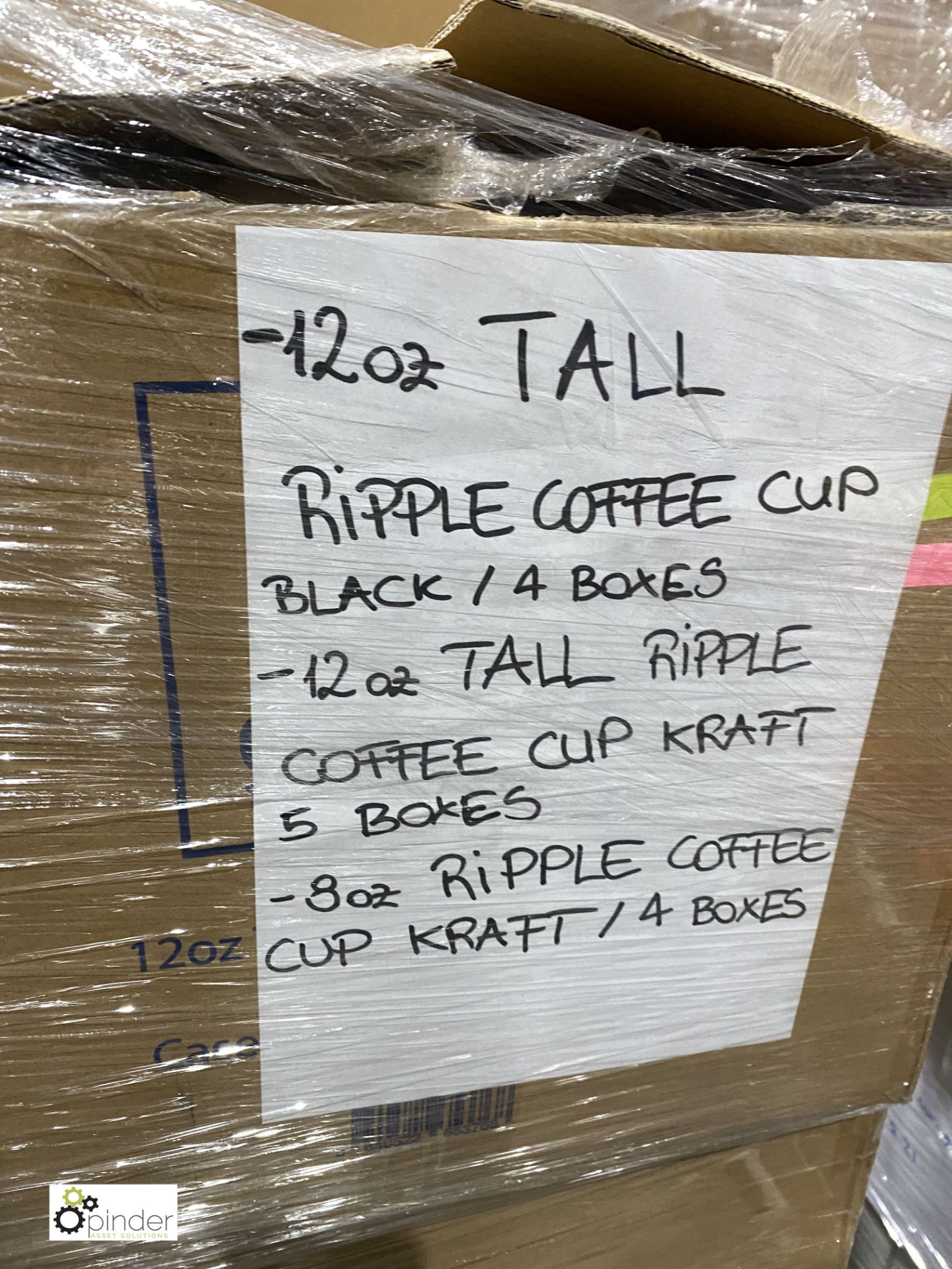 1 box 8oz single wall Coffee Cup, white, 1000 per box; 4 boxes 12oz tall Ripple Coffee Cups, - Image 6 of 9