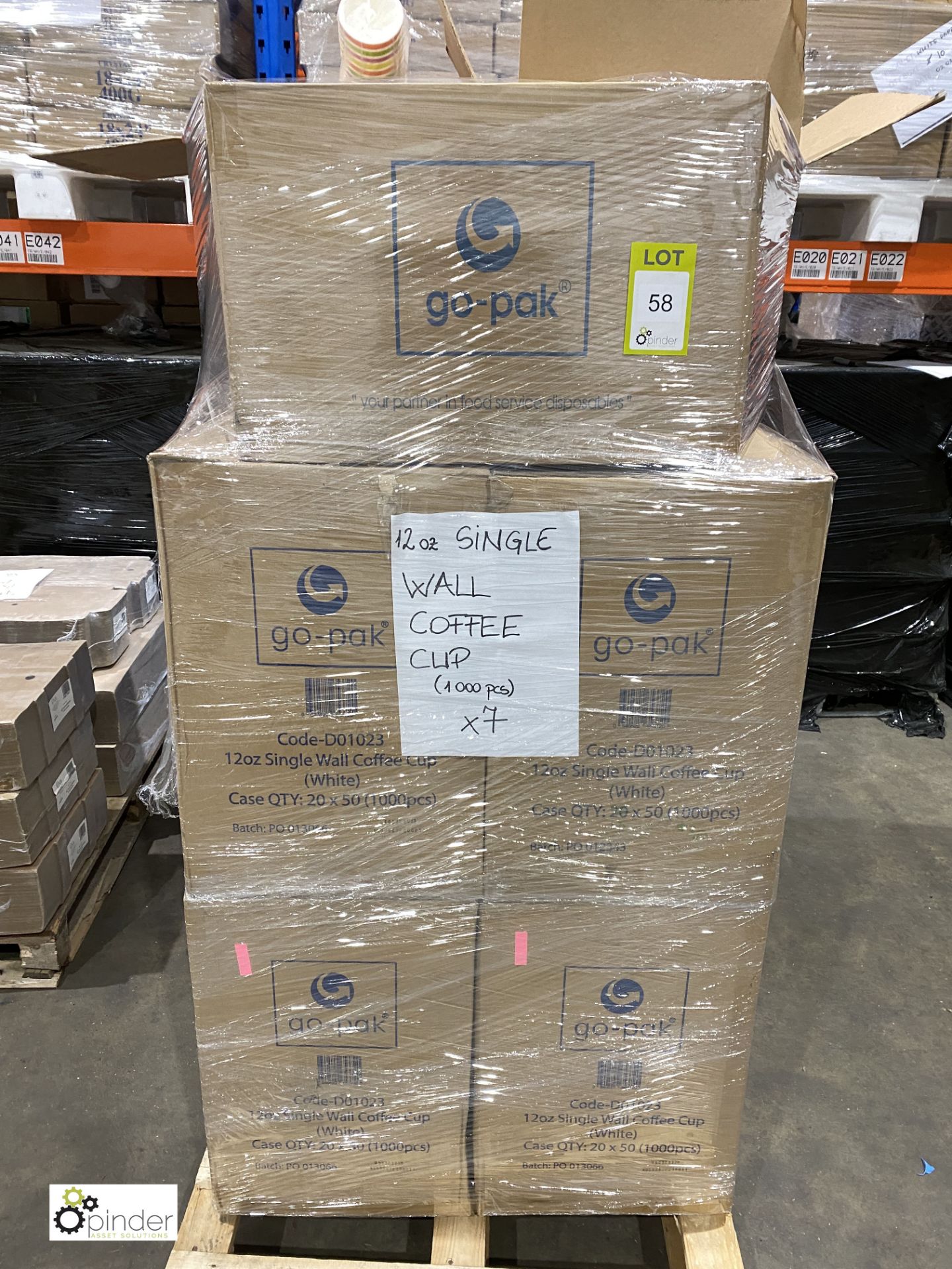 7 boxes Go-Pack 12oz single wall Coffee Cups, white, 1000 per box; 1 box 16oz single wall Coffee - Image 9 of 11