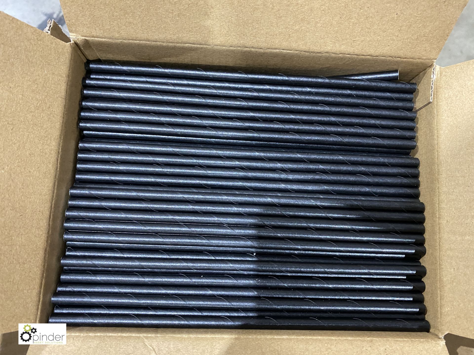 Approx 25 boxes Paper Straws, unwrapped, black, 3000 per box, 197mm x 6mm, D072