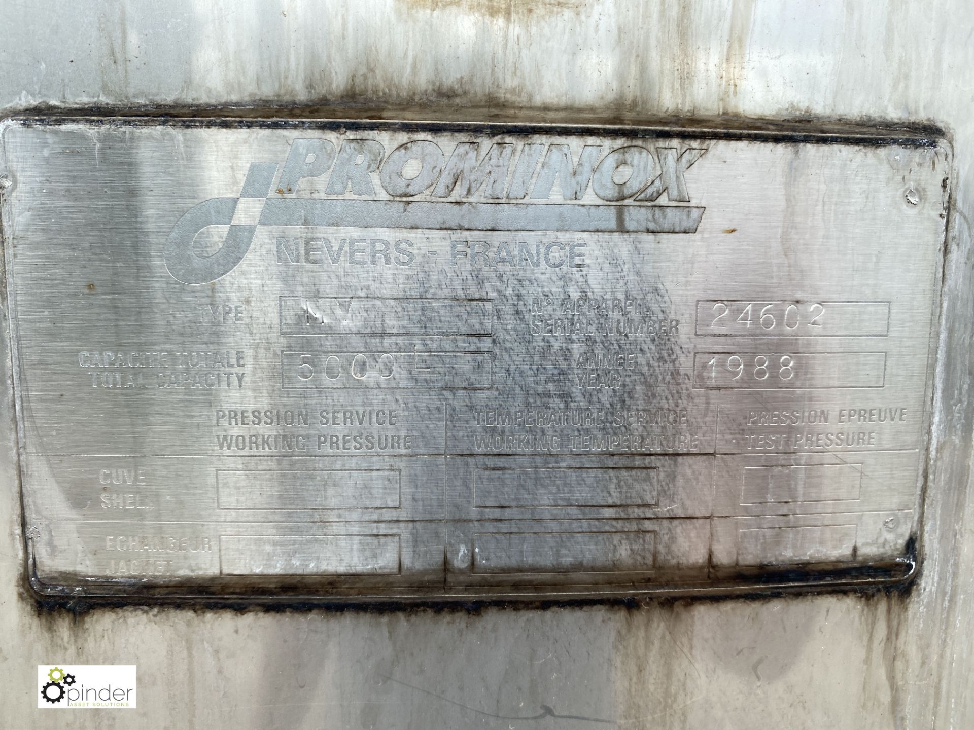 Alfa-Laval Prominox stainless steel Vessel, 5000li - Image 4 of 6
