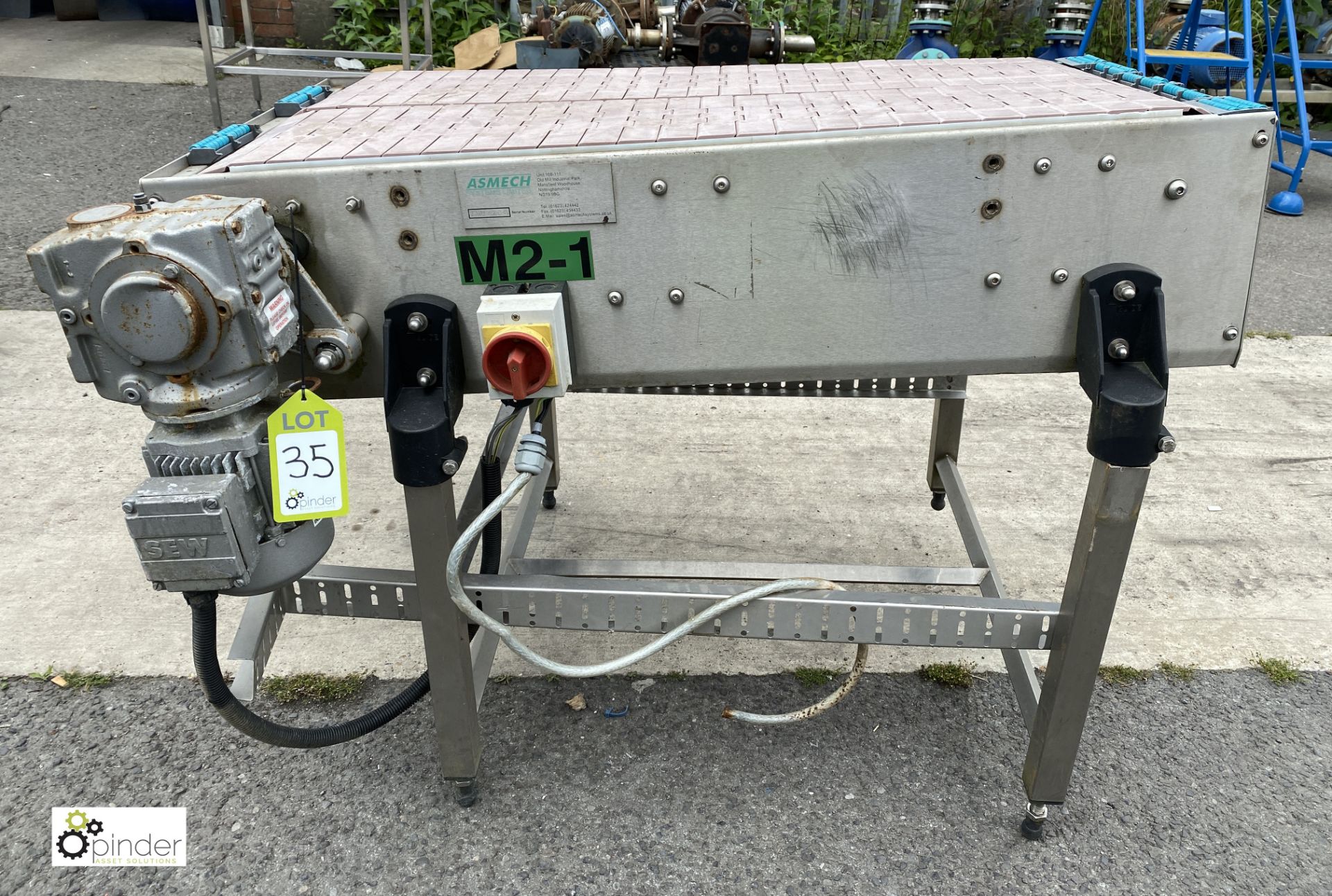 Asmech powered twin belt Conveyor, 1050mm x 250mm