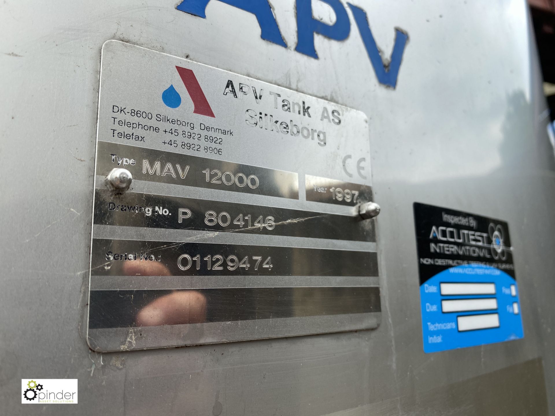 APV Mav 12000 stainless steel Vessel, year 1997, 1 - Image 7 of 8