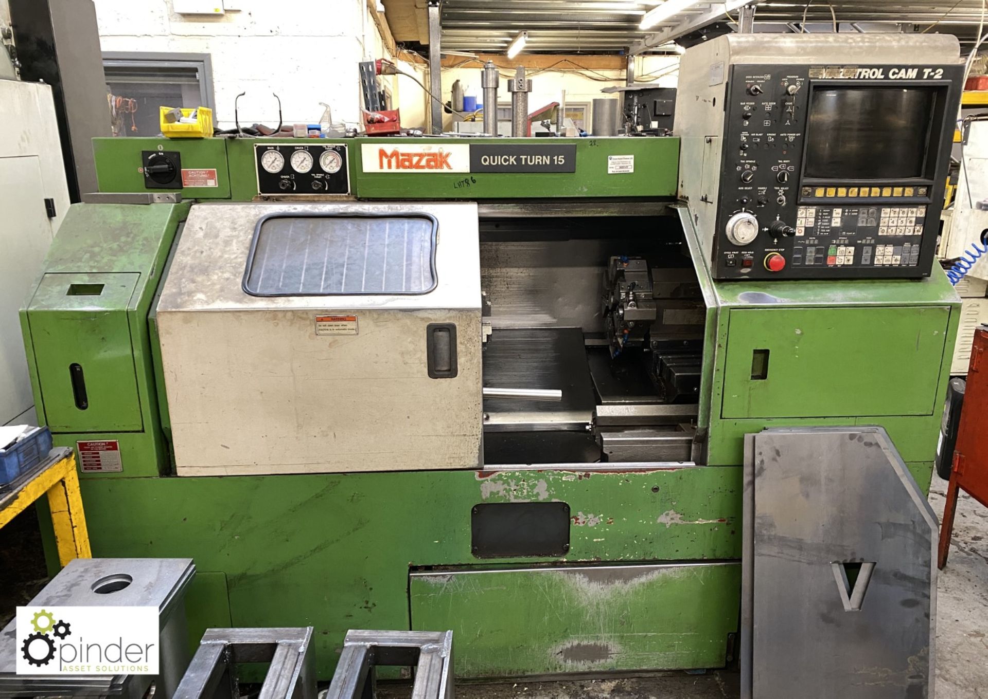 Mazak Quick Turn CNC 15 Lathe, serial number 74933, 45 to 4500rpm spindle speed, 150mm standard - Image 2 of 11