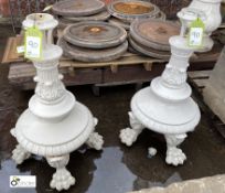 Pair Victorian decorative cast iron Lamp Post Bases, on 4 claw feet, 900mm tall (LOCATION: Sussex