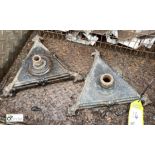 Pair cast iron triangular Feet/Bases, approx. 300mm x 300mm x 300mm (LOCATION: Sussex Street,