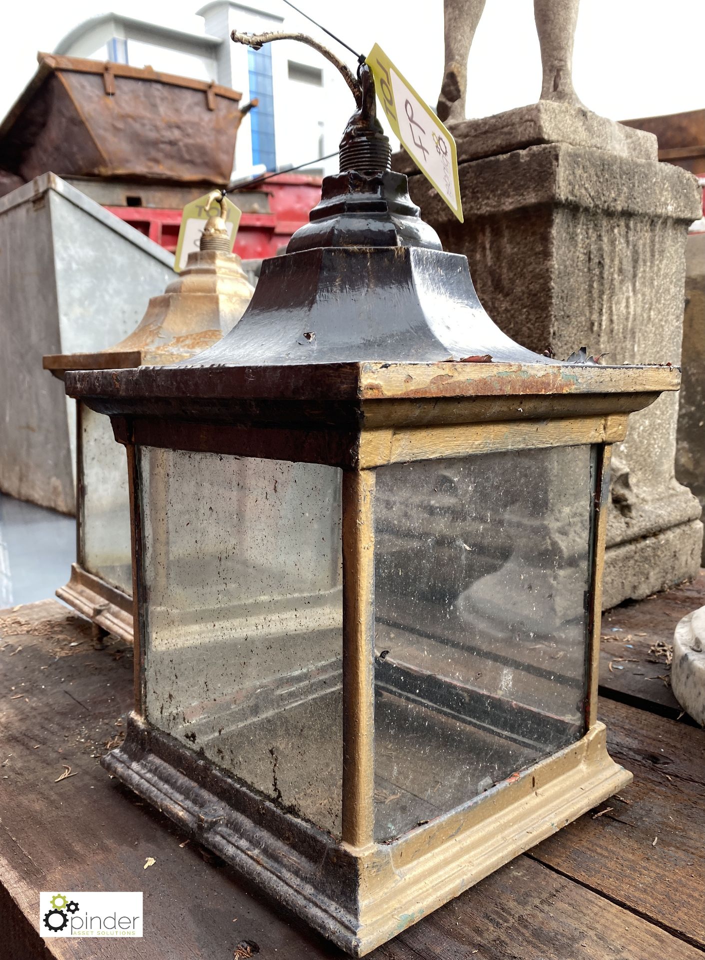 Steel Lantern, fully glazed, 270mm x 270mm x 290mm high, stamped Revo Tipton (LOCATION: Sussex - Image 3 of 4