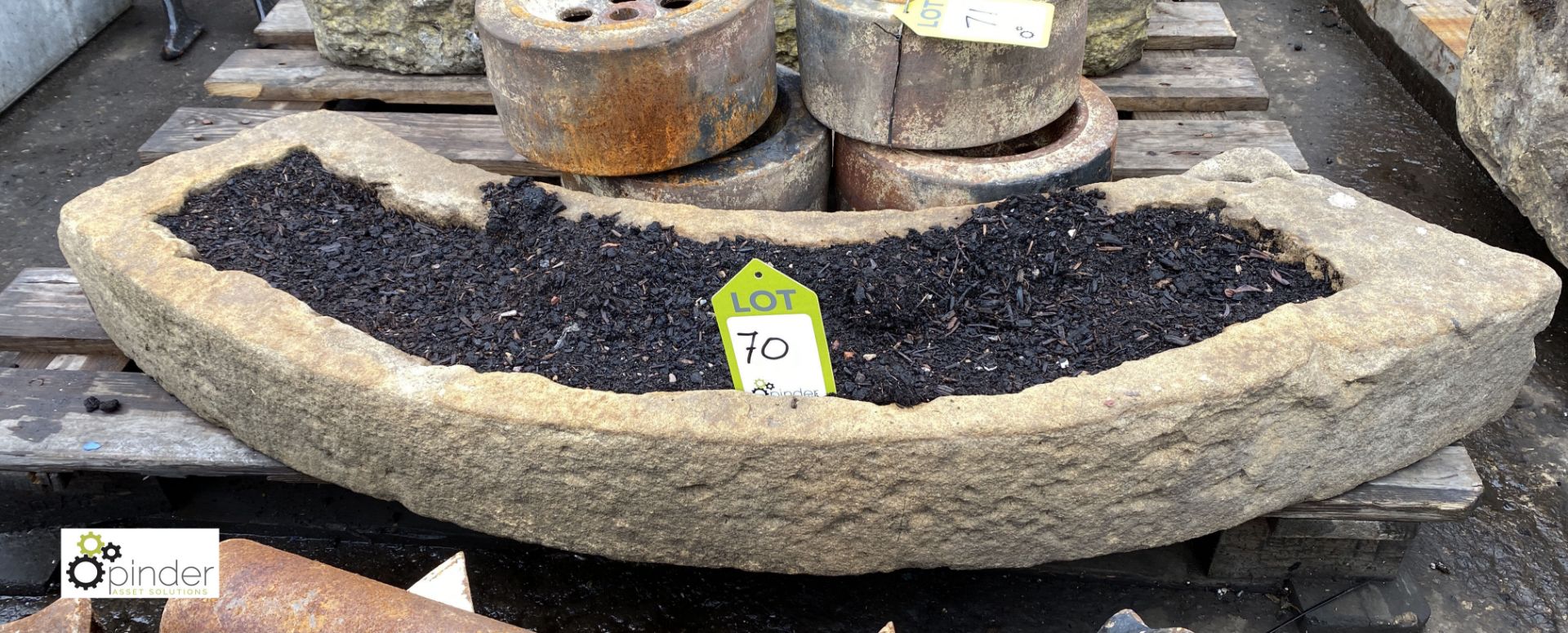 Curved stone Trough, approx. 1110mm x 250mm x 120mm deep (LOCATION: Sussex Street, Sheffield)