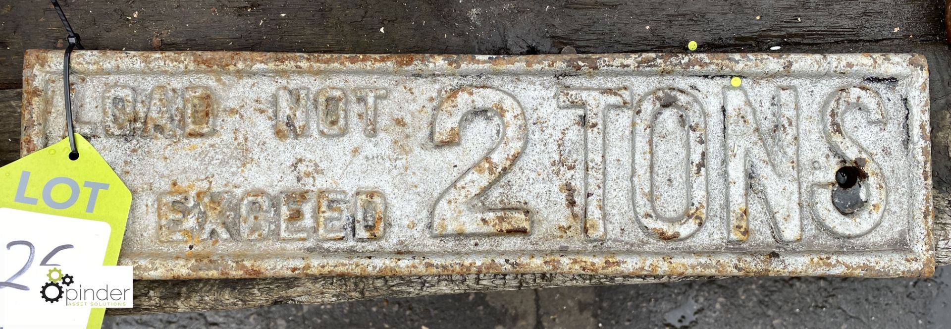 Cast iron Sign ‘Load Not To Exceed 2 Tons’, 450mm x 110mm (LOCATION: Sussex Street, Sheffield) - Image 2 of 2