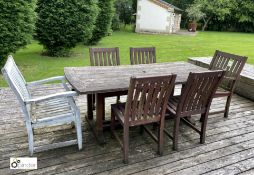Teak Patio Dining Table, 1905mm x 875mm, with 4 chairs and 2 armchairs (LOCATION: Todwick,