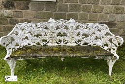 Decorative cast iron Garden Bench, with timber seat, 1890mm wide (LOCATION: Todwick, Sheffield)