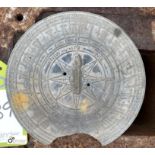 Steel Sundial Face, damaged, 200mm diameter (LOCATION: Sussex Street, Sheffield)