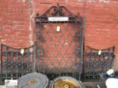 Cast iron Gate, 1030mm wide x 1800mm max high, with 2 fence panels, 750mm wide x 890mm max height (