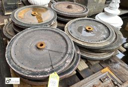 14 various steel Wheels, with solid rubber tyre, approx. 450mm diameter excluding tyre (LOCATION: