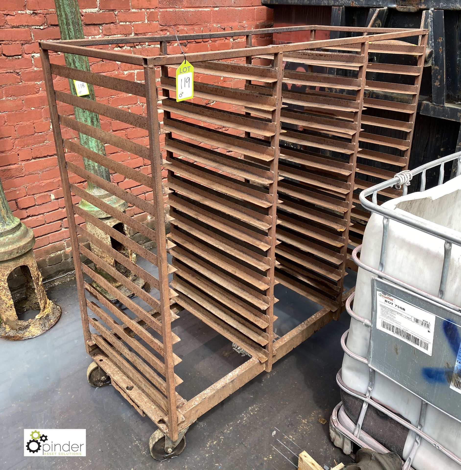 Steel fabricated 42-tray mobile Rack, full size 1665mm x 710mm x 1600mm high, tray size 500mm x - Image 3 of 3