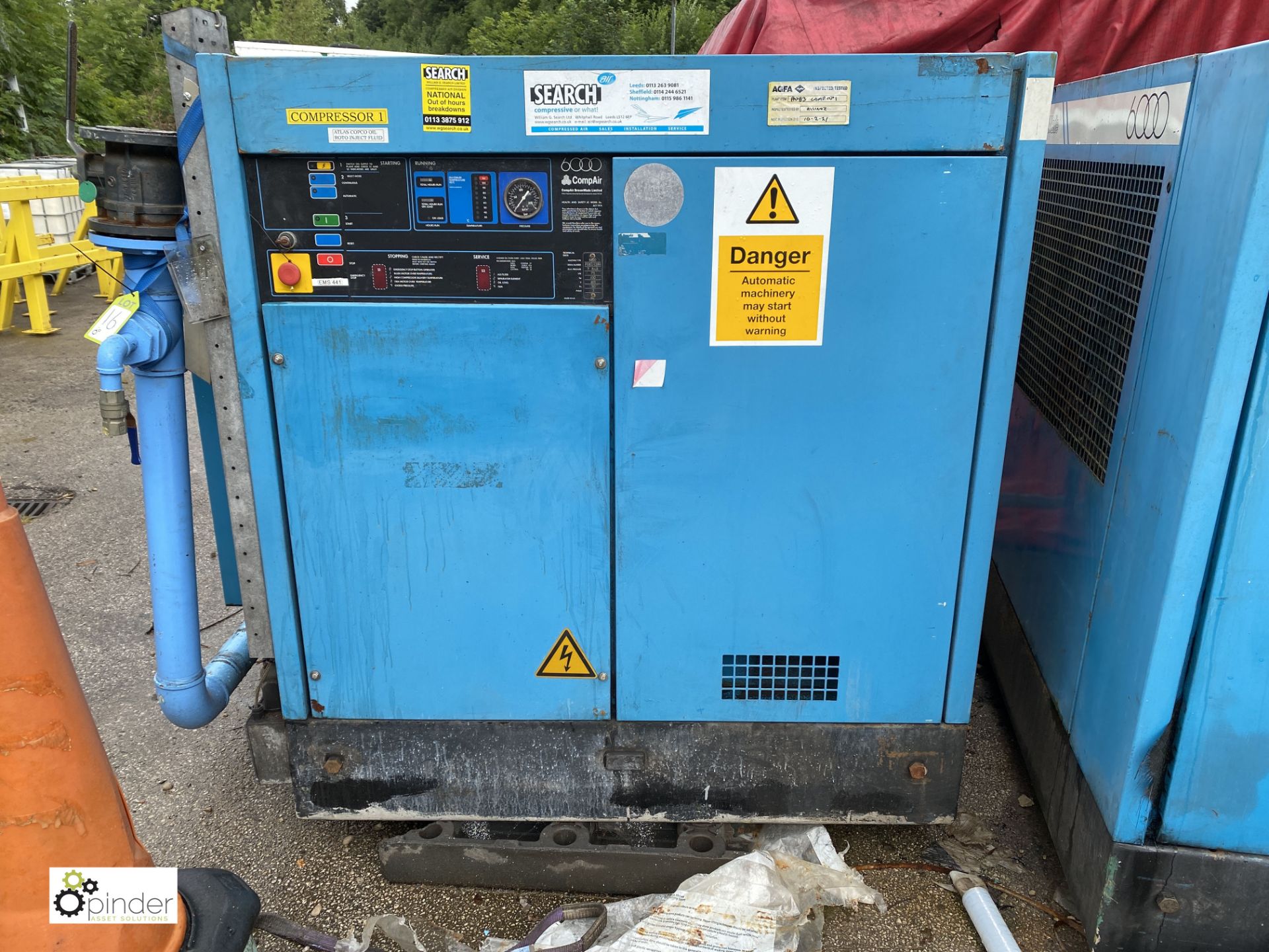 Compair Type 6100 Packaged Air Compressor, Serial No F082/1289, Maximum pressure 7 bar, 75 Kw, 100 - Image 2 of 6