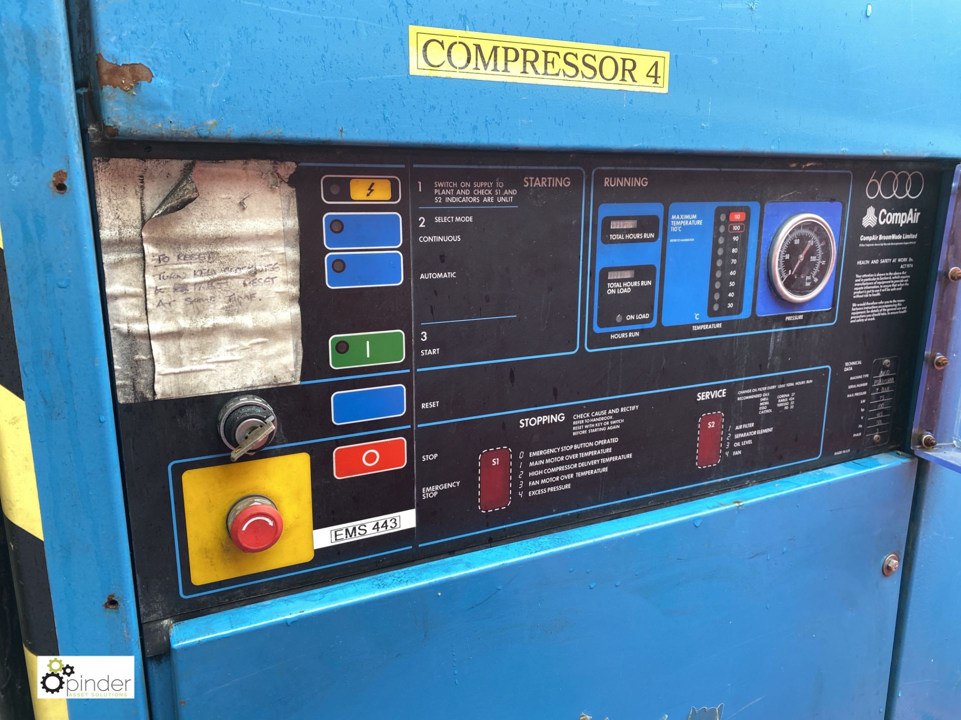 Compair Broomwade 6100 Packaged Air Compressor, serial number F082/1288, Maximum pressure 7bar, - Image 6 of 9