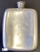 Pewter Hip Flask with hallmark, 4.5in