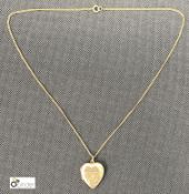 Heart shaped Locket, marked 9 carat, on chain marked 9 carat