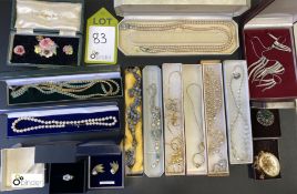 16 cases various Costume Jewellery, inc necklaces, earrings, brooches, etc