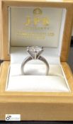 Platinum 6 claw single stone brilliant cut diamond Ring, diamond weight 4.44 carats