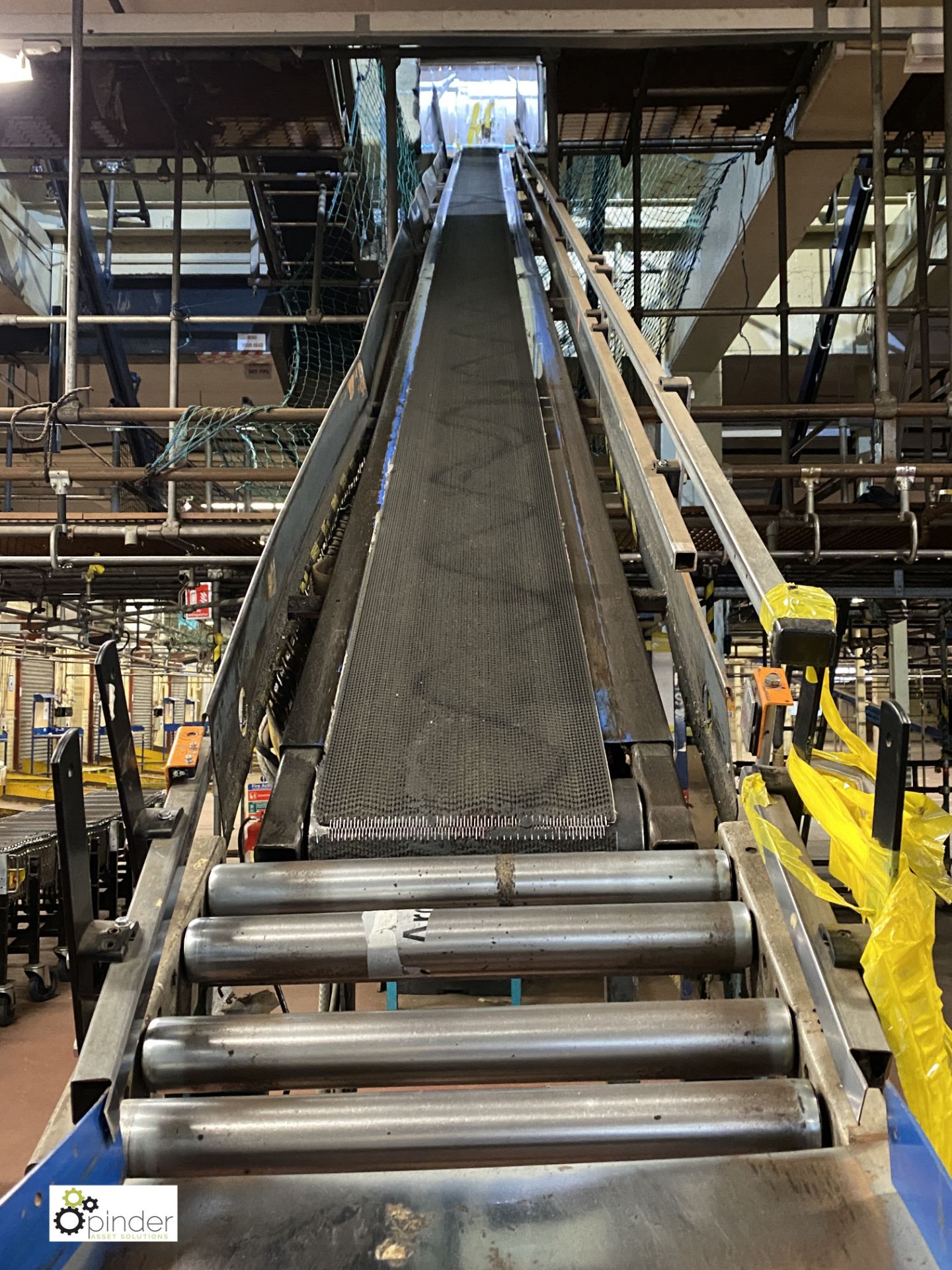 Powered inclined Belt Conveyor from first floor to ground floor, 9.4m long, 5.5m height, 300mm - Image 3 of 6