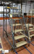 Tubular framed/checkerplate mobile 7-tread Warehouse Steps (on ground floor)