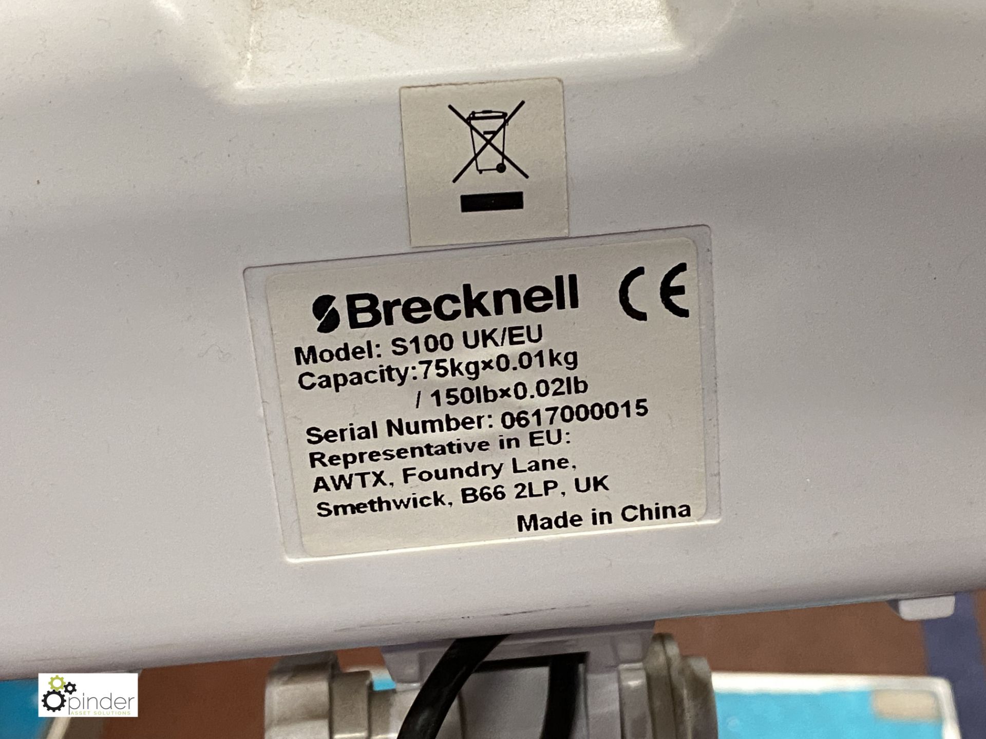 Brecknell S100 Platform Scales, 75kg x 0.01kg (on ground floor) - Image 2 of 2