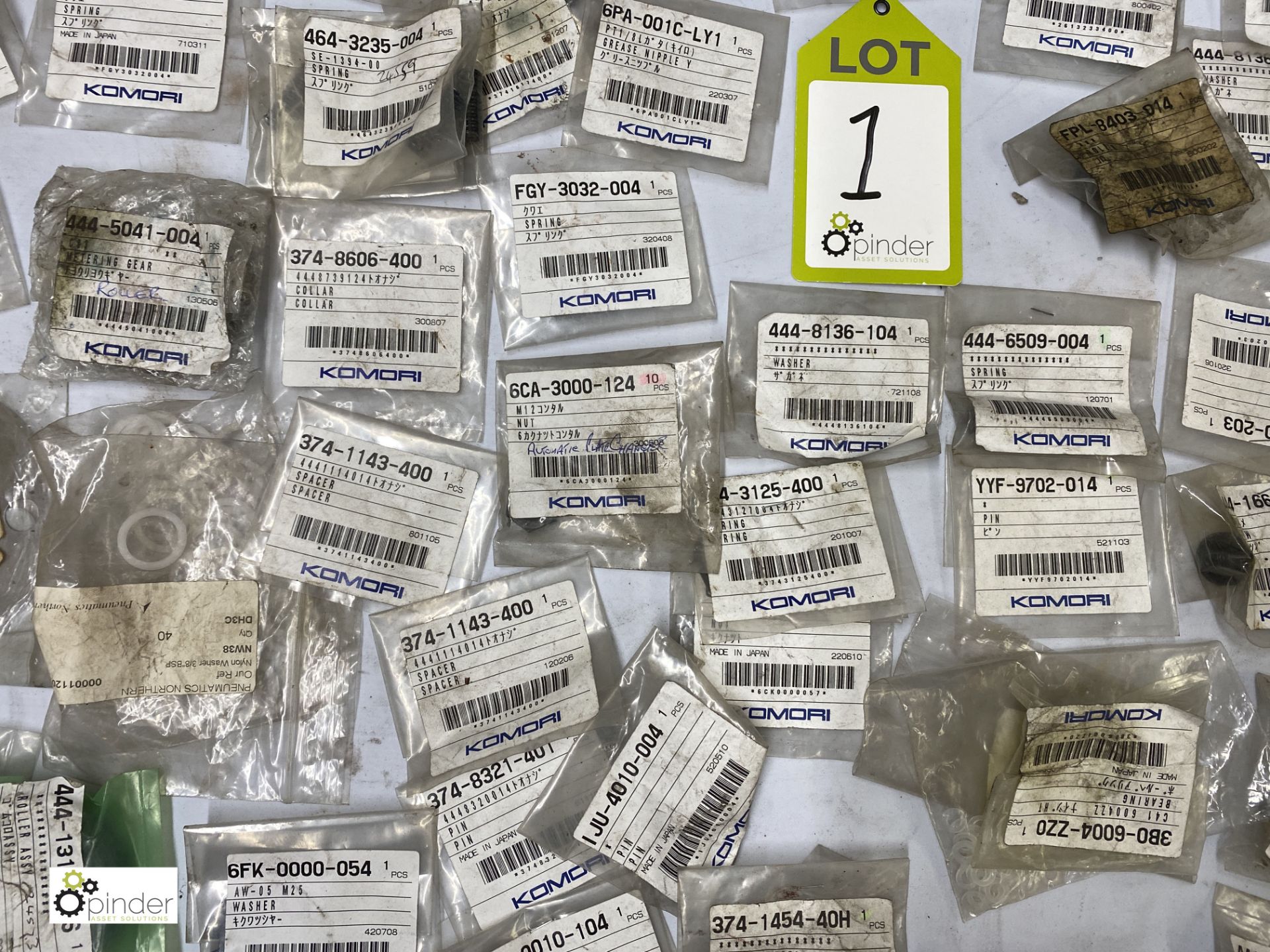 Large quantity of unused Komori spare parts inc. pins, knobs, washers, feeder tape, brackets, - Image 14 of 18