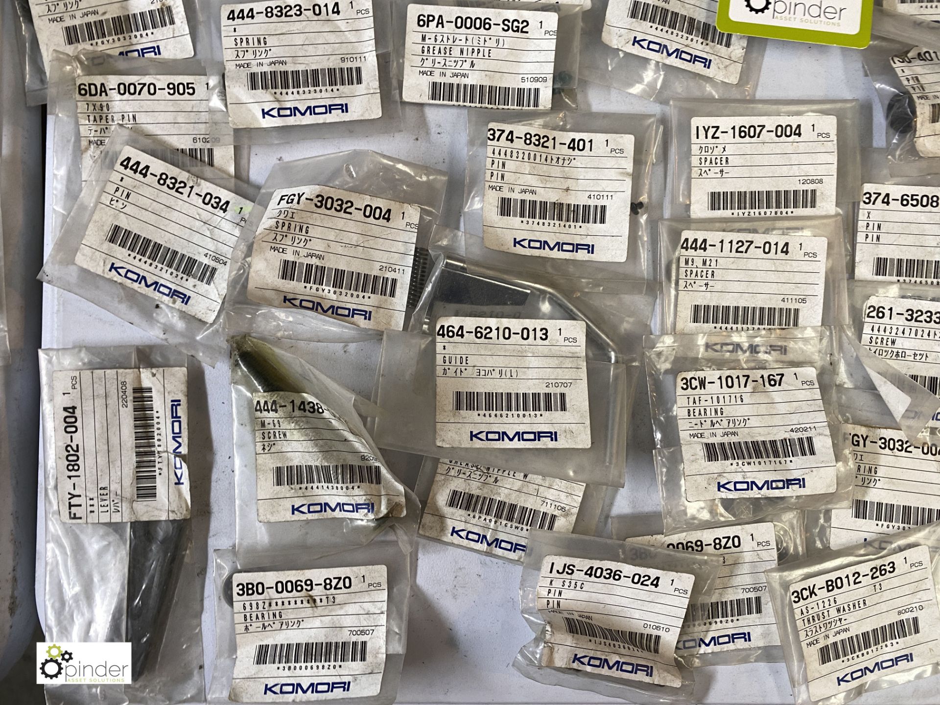 Large quantity of unused Komori spare parts inc. plate springs, spacers, pins, fan, guides, springs, - Image 5 of 17