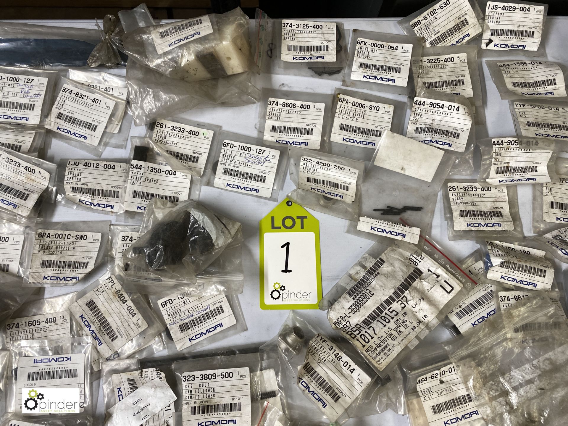 Large quantity of unused Komori spare parts inc. pins, knobs, washers, feeder tape, brackets, - Image 6 of 18