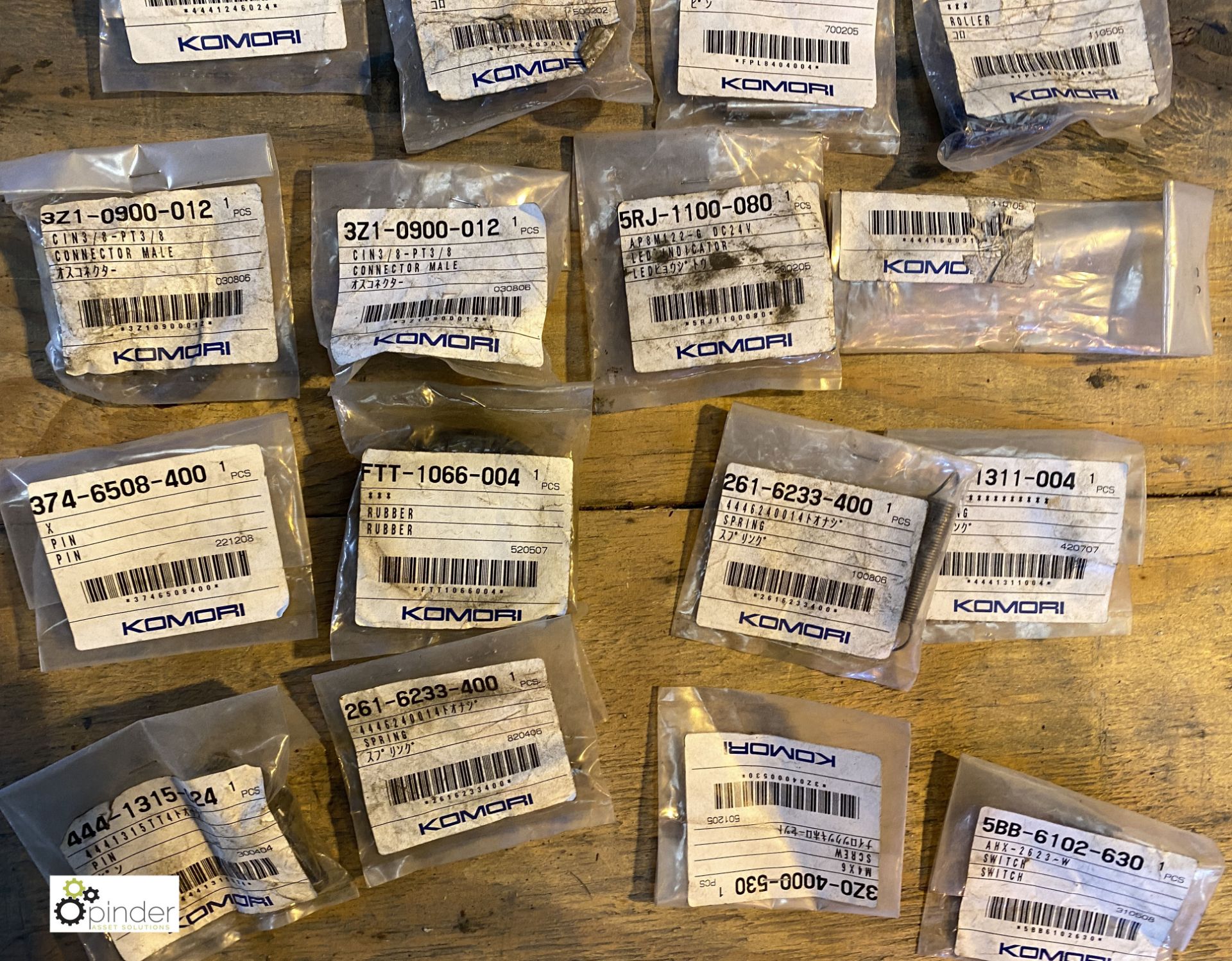 Large quantity of unused Komori spare parts inc. valves, bolts, wheels, springs, nipples, - Image 24 of 26