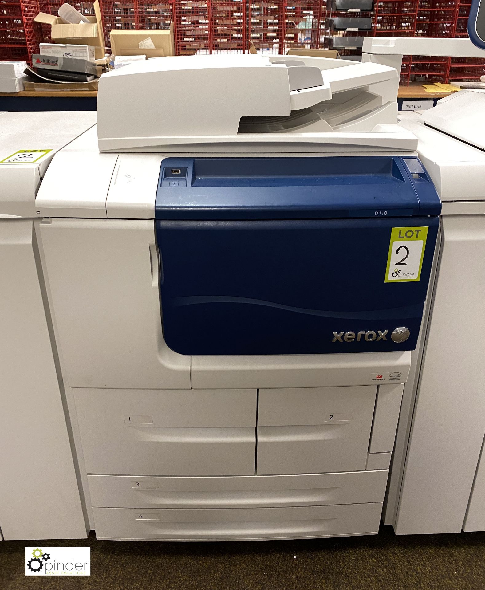 Xerox D110 Mono Digital Press comprising EX125 Fiery RIP, JCF-1 double tray oversized high - Image 6 of 12