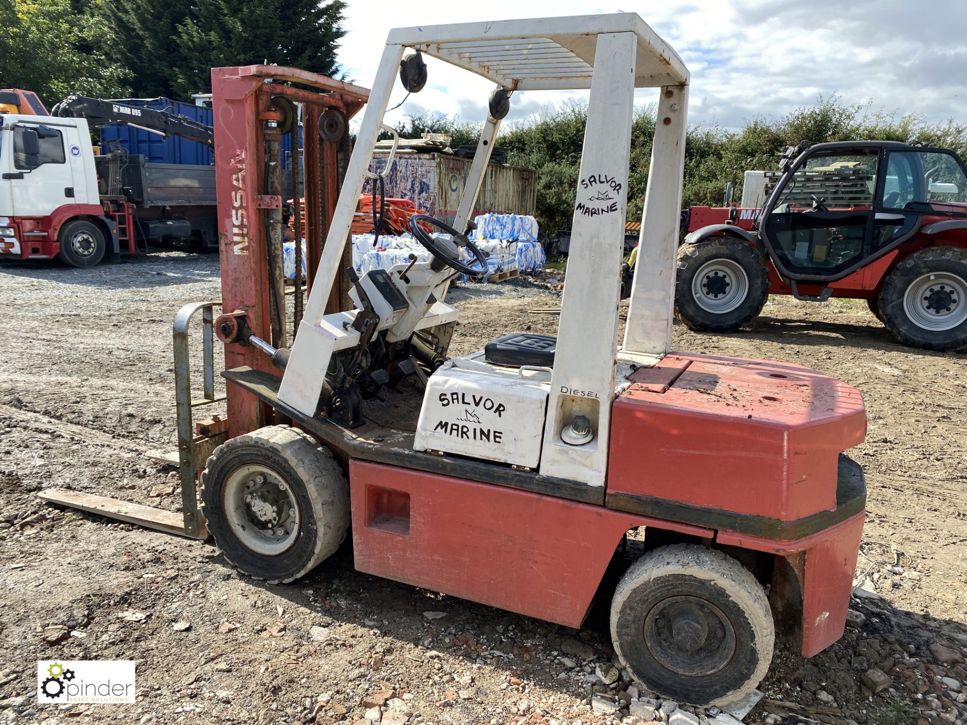 Nissan diesel Forklift Truck, duplex mast, solid tyres, approx 2000kg capacity - Image 5 of 10