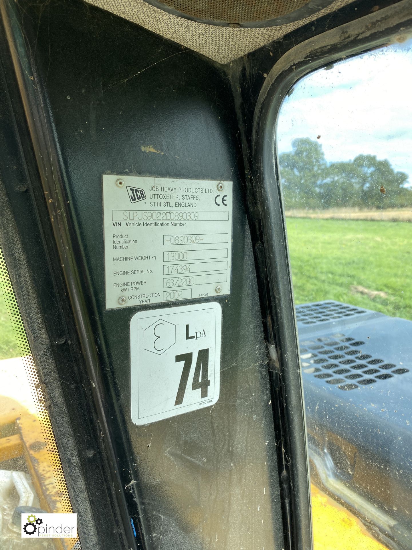 JCB JS130 360° Excavator, with JCB quick hitch, VIN SLPJS9022E0890309, product ID 0890309, year - Image 8 of 19