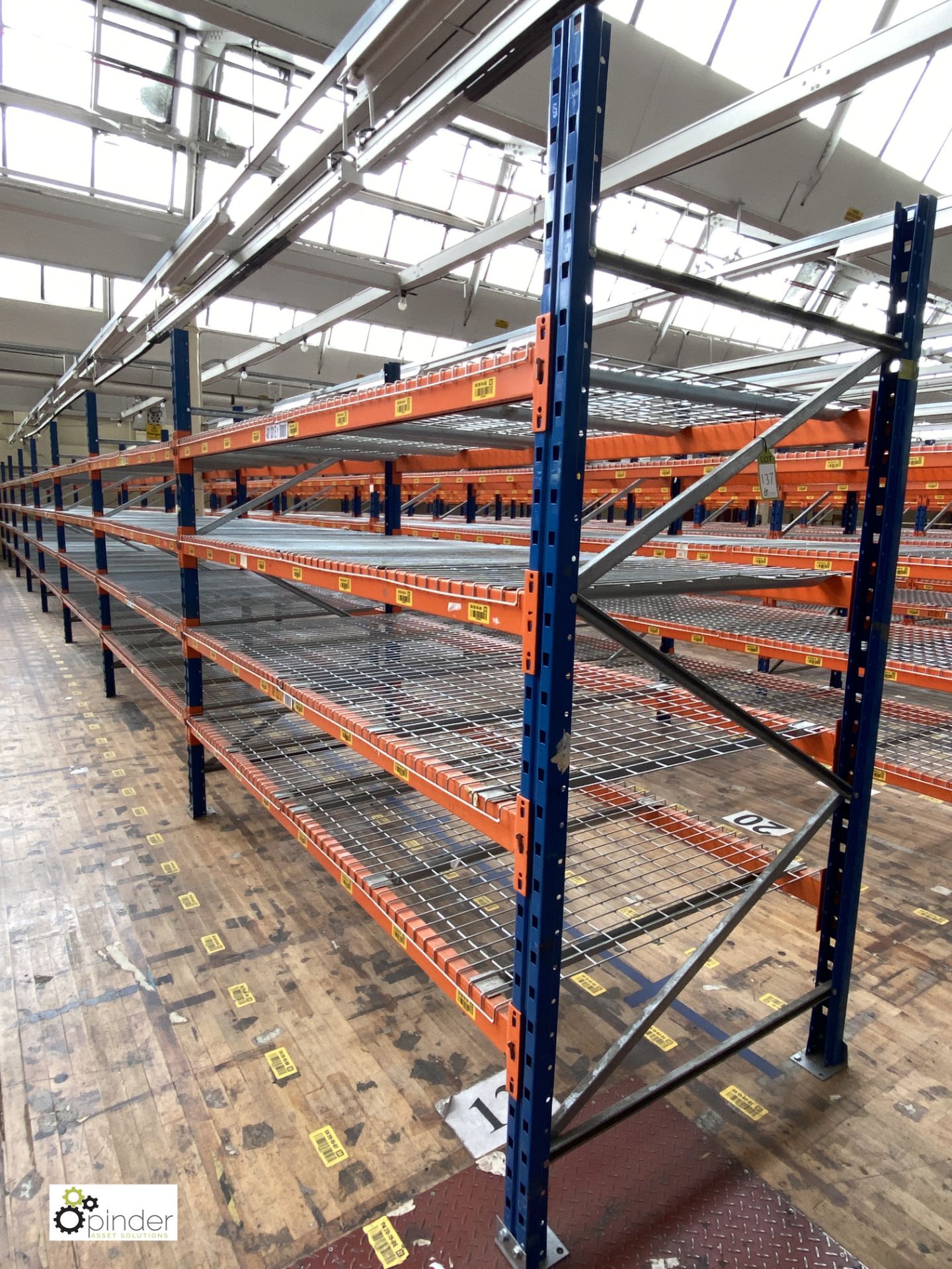 8 bays PSS 2K85 16 boltless Stock Racking, comprising 9 uprights 2400mm x 1200mm, 64 beams 2700mm,