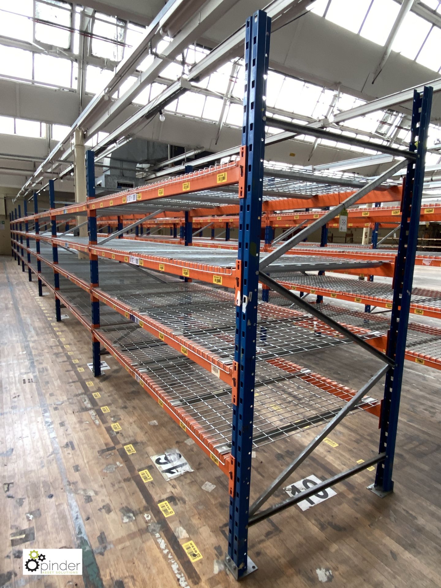 8 bays PSS 2K85 16 boltless Stock Racking, comprising 9 uprights 2400mm x 1200mm, 64 beams 2700mm,