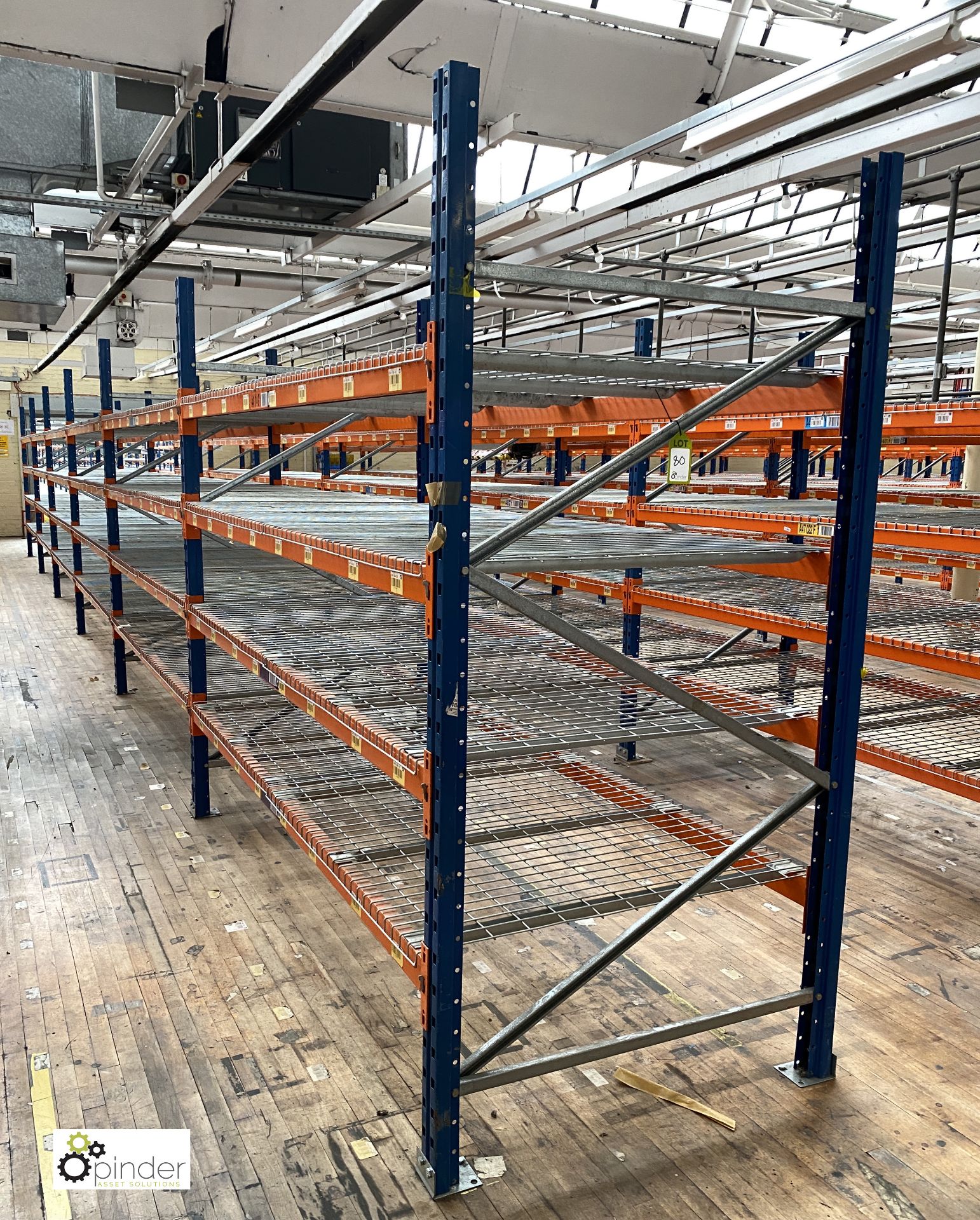 6 bays PSS 2K85 16 boltless Stock Racking, comprising 7 uprights 2400mm x 1200mm, 48 beams 2700mm,