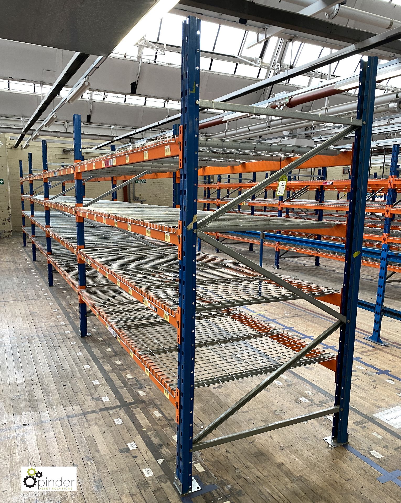4 bays PSS 2K85 16 boltless Stock Racking, comprising 5 uprights 2400mm x 1200mm, 32 beams 2700mm,