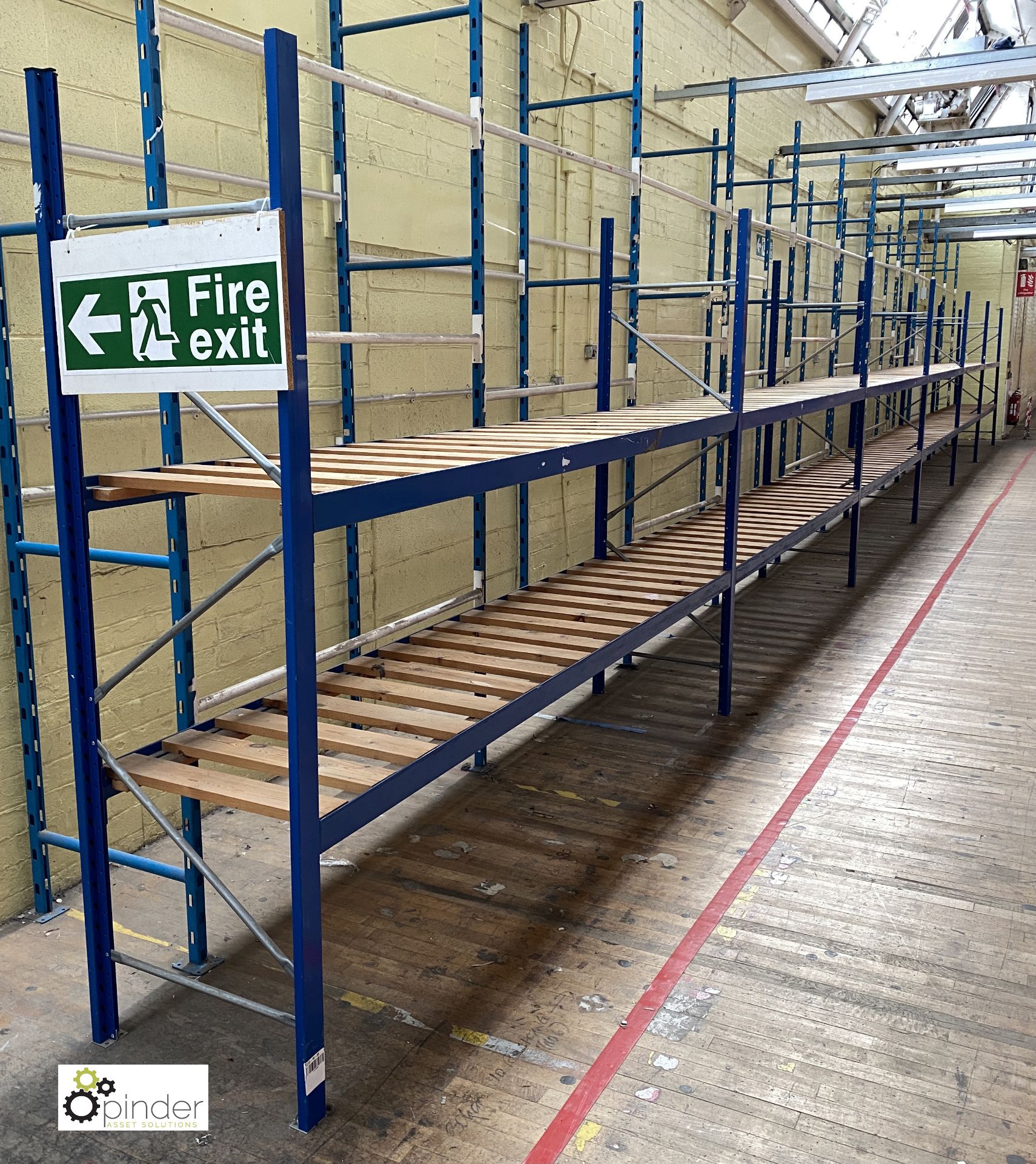 7 bays boltless Racking comprising 9 uprights 2100mm x 620mm, 28 beams 2935mm, 14 timber steel