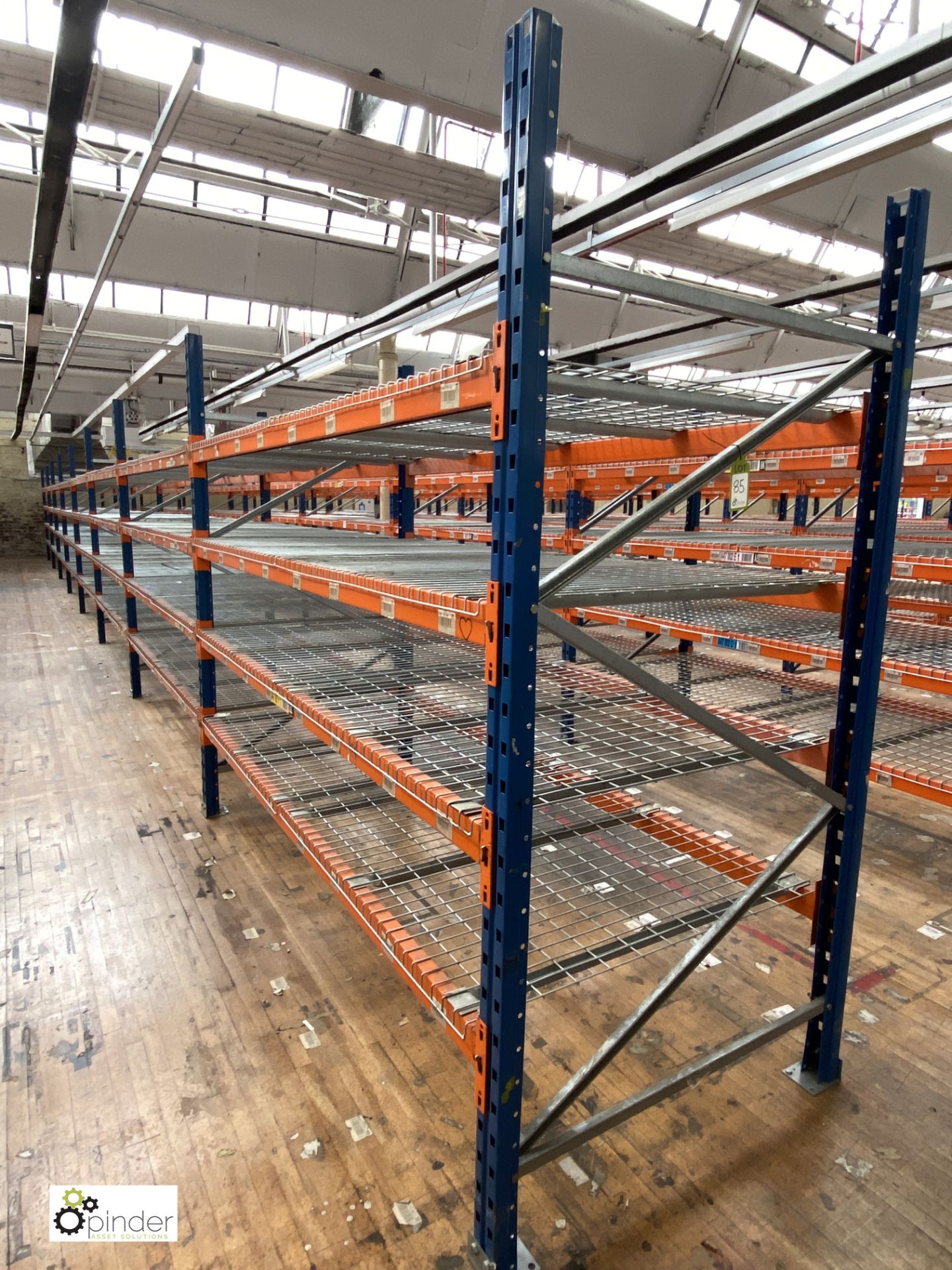 8 bays PSS 2K85 16 boltless Stock Racking, comprising 9 uprights 2400mm x 1200mm, 64 beams 2700mm,