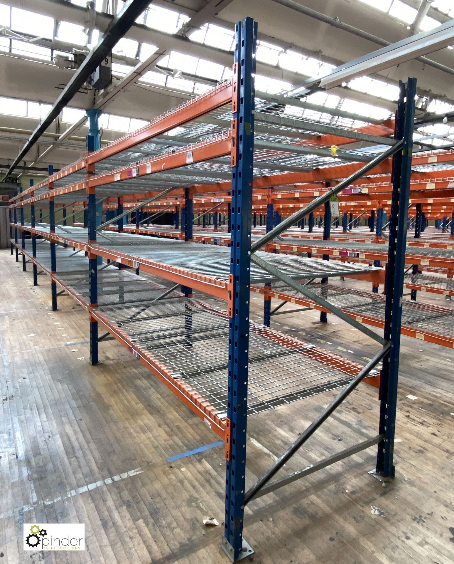 6 bays PSS 2K85 16 boltless Stock Racking, comprising 7 uprights 2400mm x 1200mm, 48 beams 2700mm,