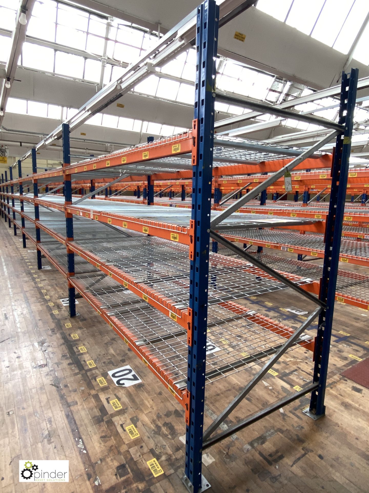 8 bays PSS 2K85 16 boltless Stock Racking, comprising 9 uprights 2400mm x 1200mm, 64 beams 2700mm,