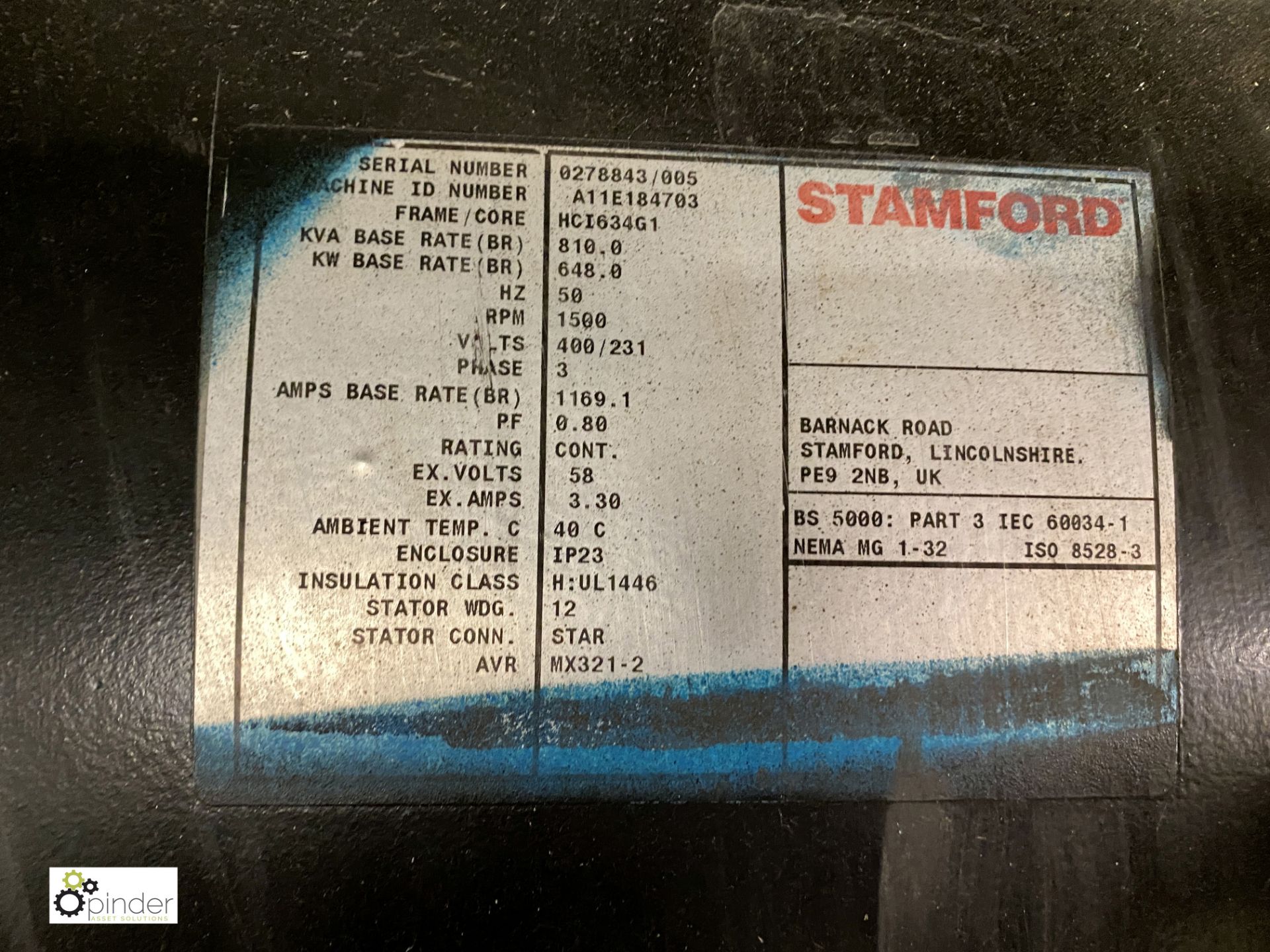 Cummins Generator, base rating 810kva, 648kw, 50 hertz, hours run 117, year 2013, comprising Cummins - Image 7 of 16