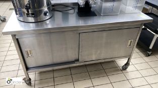 Stainless steel mobile double door Cabinet, 1550mm wide x 600mm deep x 860mm high, with