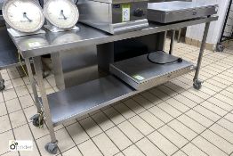 Stainless steel mobile Preparation Table, 1850mm wide x 600mm deep x 860mm high, with undershelf and